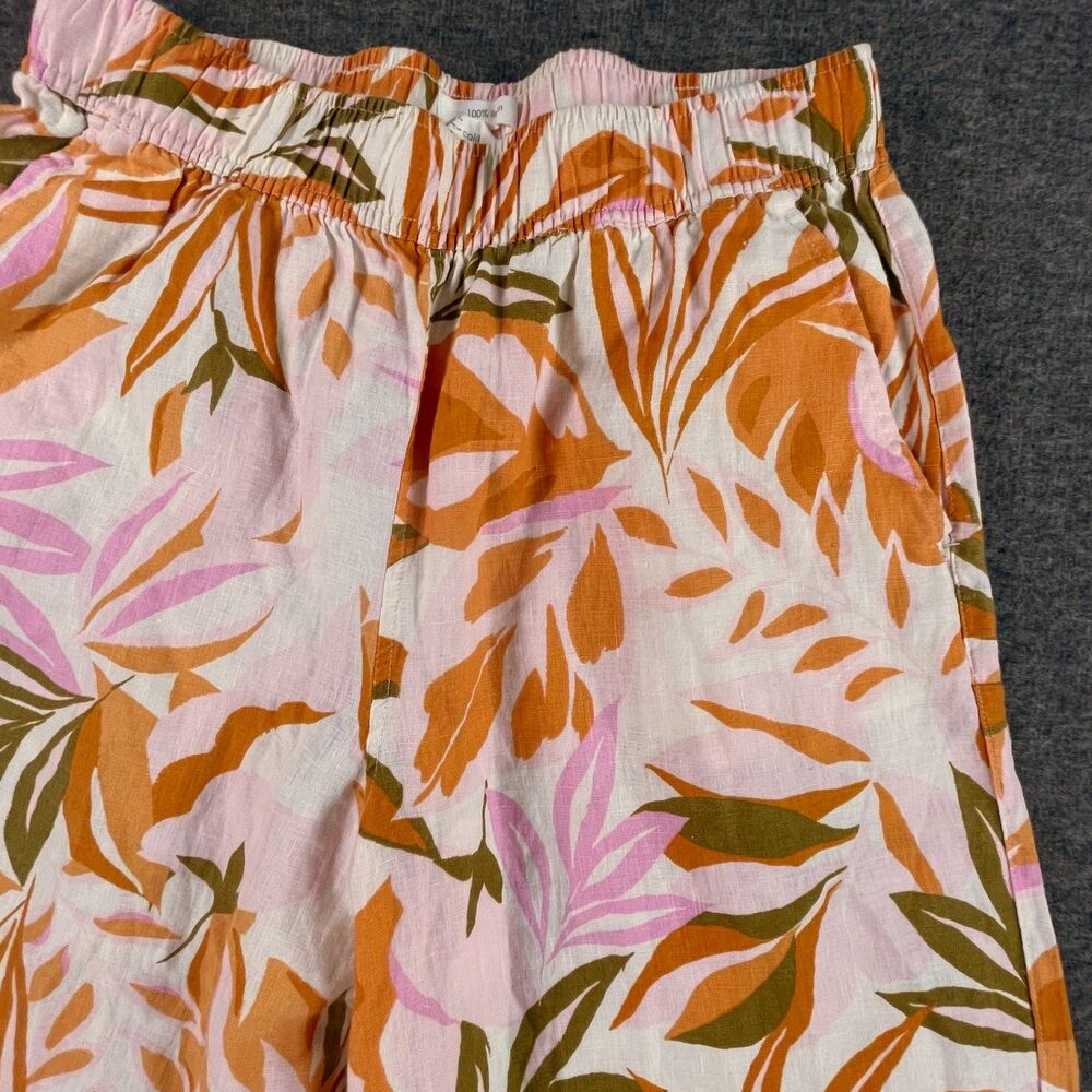 C&C California Tropical Floral Wide Leg Linen Palazzo Pants Pink Green Medium - Picture 4 of 12